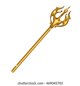 Golden Trident isolated on white background. Vector illustration.
