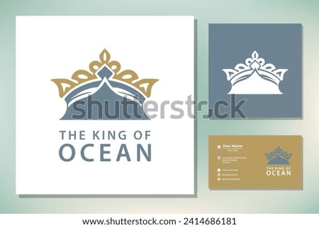Golden Trident King Crown logo design