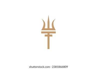 Logo de Golden Trident en estilo de diseño plano