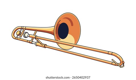 Instrumento musical de bronze trombone dourado para estudo de prática de desempenho de banda de jazz