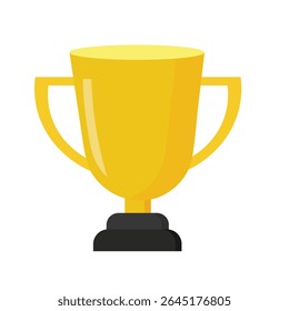 Golden trophy award in flat vector style. Great for representing success, achievement, contests, and winning concepts.