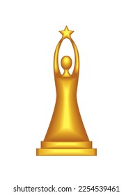 golden trophy award icon white background
