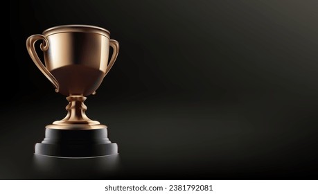 Golden Trophy Champion Cup Isolated On Black Background. EPS10 Vector