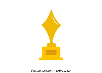 Golden Trophy cup, award, champion in flat style design