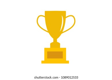 Golden Trophy cup, award, champion in flat style design