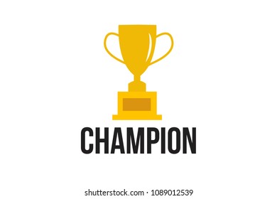 Golden Trophy cup, award, champion in flat style design