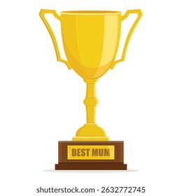 Melhor taça de troféu de ouro. Feliz Dia das Mães. Ilustração vetorial