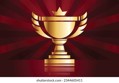Golden trophy cup with dark background vector