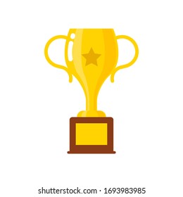 goldene Trophäe mit flacher Vektorillustration mit Stern auf weißem Hintergrund