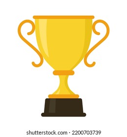 golden trophy cup flat vector illustration logo icon clipart