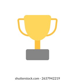 A golden trophy cup with handles and a flat base, drawn in flat style. Ideal for awards, competitions, or achievement badges.