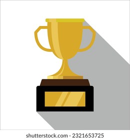 Golden trophy cup. icon vector, logotype, Symbol, logo illustration. 