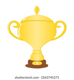 Golden trophy cup Illustration. Vector hand drawn cartoon kawaii character illustration icon. Isolated on white background. Golden trophy cup character concept