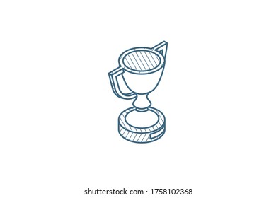 Golden trophy Cup isometric icon. 3d vector illustration. Isolated line art technical drawing. Editable stroke