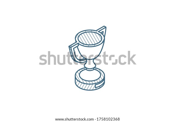 Golden trophy Cup\
isometric icon. 3d vector illustration. Isolated line art technical\
drawing. Editable\
stroke