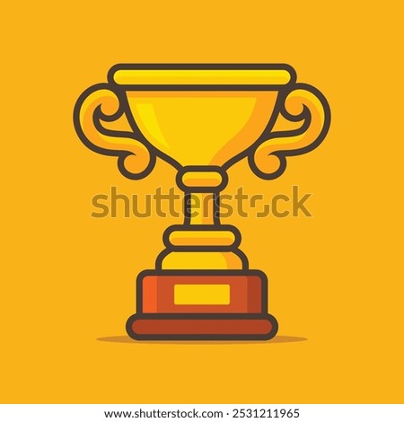 Golden Trophy Cup on orange background. Vector