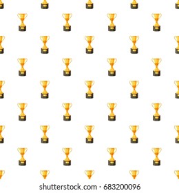 Golden trophy cup pattern seamless repeat in cartoon style vector illustration