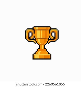 golden trophy cup in pixel art style