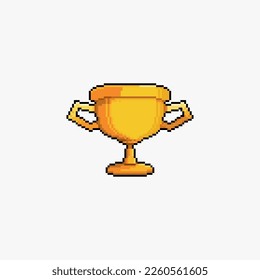 golden trophy cup in pixel art style