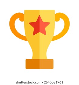 Golden trophy cup with red star representing victory and success