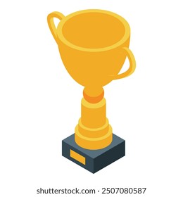 La copa del trofeo de oro está en un podio, representando la victoria y el logro