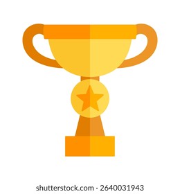 Golden trophy cup with star representing victory and success