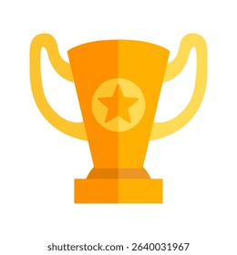 Golden trophy cup with star representing victory and success