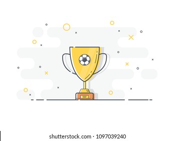 Golden trophy cup. Trendy flat vector on white background. Vector Illustration. 