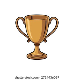 Golden trophy cup with two handles on a