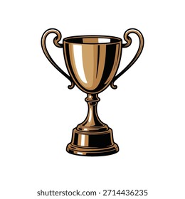 Goldener Trophäenbecher mit zwei Griffen auf einem Sockel