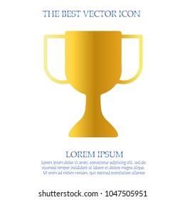 Golden trophy cup vector icon.