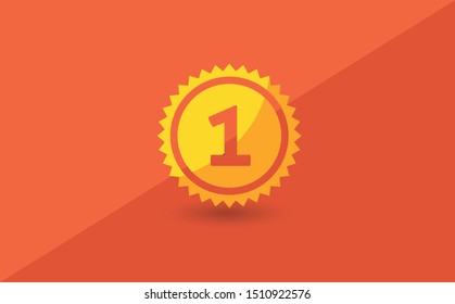 Golden trophy cup, vector icon on transparent background. First place championship prize.