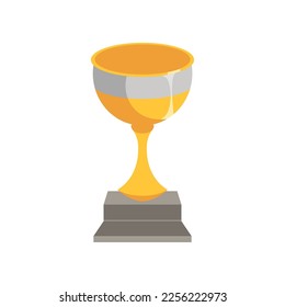 Golden trophy cup vector illustration. Cartoon gold trophy in reward for sports or competition isolated on white background. Prize award, championship concept