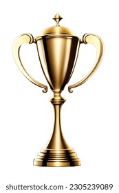 Golden Trophy Cup Vector Illustration - Champion Cup, Winner Prize, Success Symbol - Sports Award for Achievements and Celebrations
