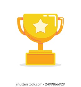 Golden Trophy Cup Vector Illustration with Star Emblem