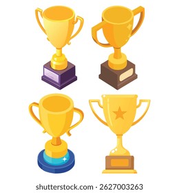Ilustración vectorial de copa de trofeo de oro