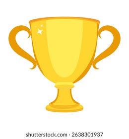Golden Trophy Cup Vector Illustration. A shiny golden trophy cup with two elegant handles and a smooth, reflective surface.