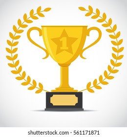 Golden trophy cup - vector illustration