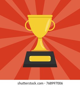 Golden trophy cup. Vector illustration.