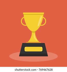 Golden trophy cup. Vector illustration.