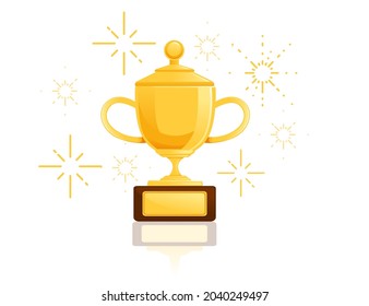 Gold Champions Football Trophy on Woodgrain Finish Base