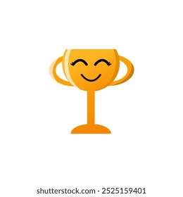golden trophy design with friendly smiling expression, vector illustration