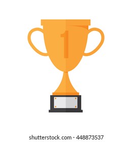 golden trophy. flat design style sign and symbol. isolated on white background. vector illustration