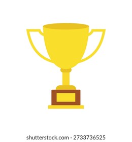 Goldene Trophäe, flache Vektorgrafik einzeln auf weißem Hintergrund