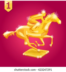 Golden Trophy. Horse Racing. Vector Illustration