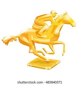 Golden trophy. Horse racing. Vector illustration, isolated on white background