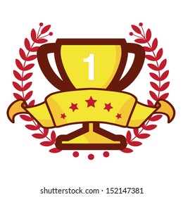 Golden trophy icon, winners concept, vector illustration