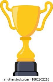 Golden trophy ,illustration, vector on white background.
