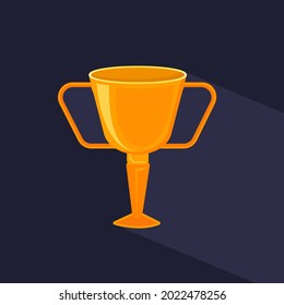 Golden trophy, illustration, vector on a purple background.