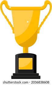 Golden trophy, illustration, vector on white background.